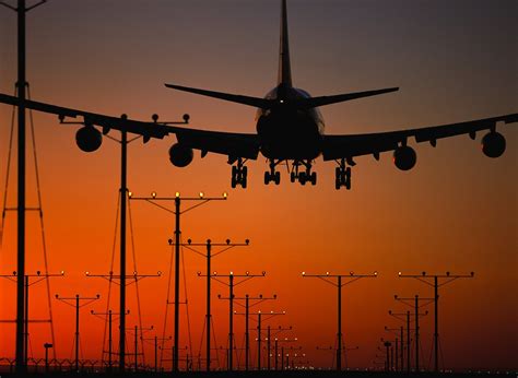 Jet Airplane Landing At Sunset Ca 2000 Free Photo Download Freeimages