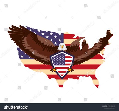 American Eagle Flag Usa Map National Stock Vector Royalty Free 1112198690