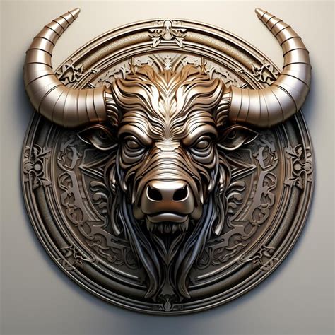 Premium Photo Bull Emblem Illustration In Silver Circle Logo White