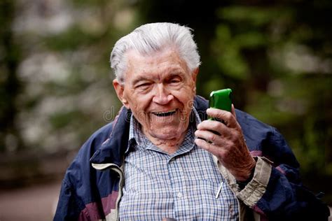 Old Man With Cell Phone Stock Image Image Of Phone Outside 15669487