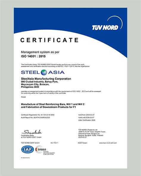 Steelasia Certifications