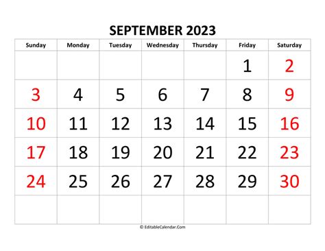 Download September 2023 Calendar Editable Pdf Version