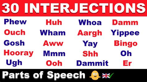 30 Interjections In English Parts Of Speech Vocabulary With Examples