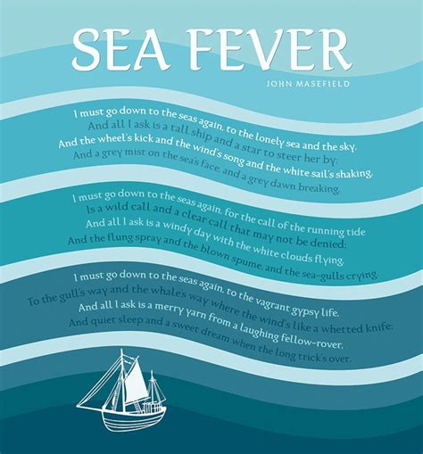 Digital Download Poem Sea Fever Author John Masefield Vector Etsy