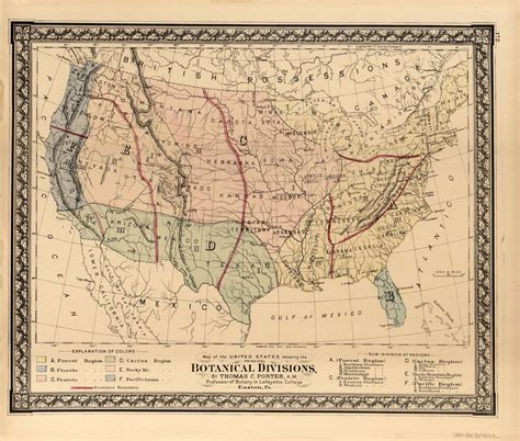 Grays 1876 Map Of The United States Showing The Principal Botanical