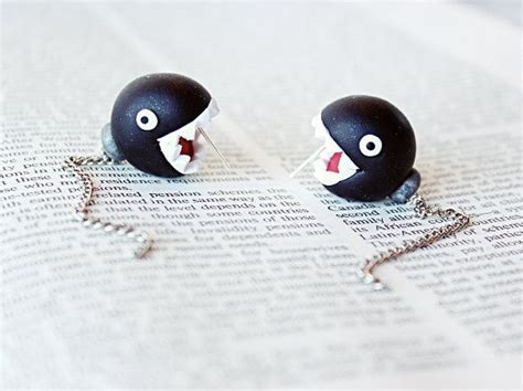 Black Ear Biting Chain Chomps Super Mario Nintendo Earrings These Guys