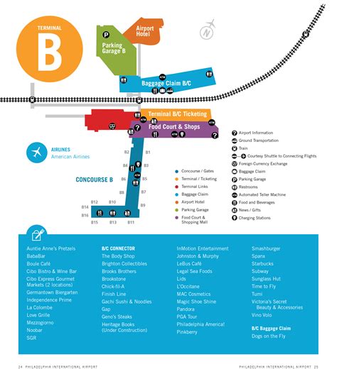 Philadelphia Airport Map Phl Printable Terminal Maps Shops Food