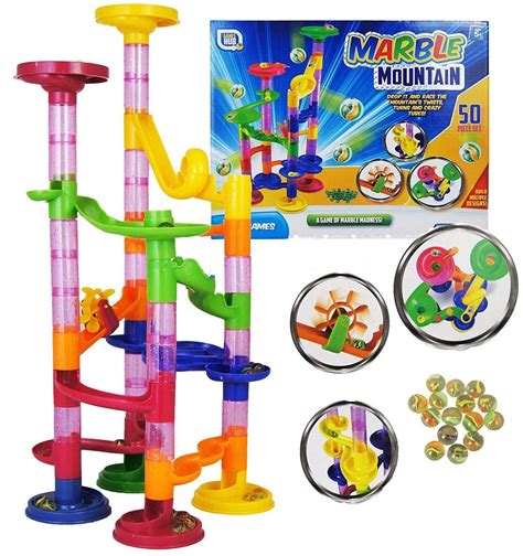 50 Piece Marble Run Race Building Blocks Kids Construction Game And Glass