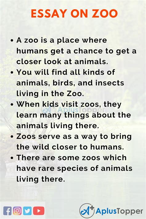 Essay On Zoo Zoo Essay For Students And Children In English A Plus