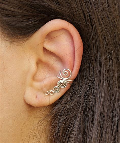 Ear Cuff Fake Without Piercing Cartilage Earrings Earrings Etsy