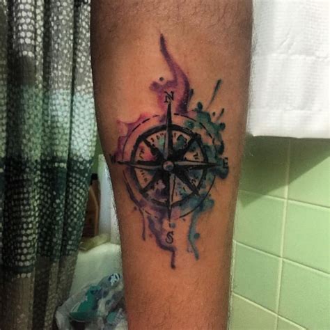 Compass Tattoo With Water Colors Compass Tattoo Tattoos Ink