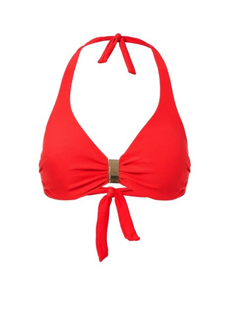 Provence Red Pique Halterneck Supportive Bikini Top