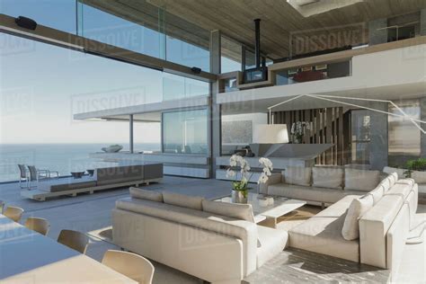 Modern Luxury Home Showcase Interior Living Room With Ocean View