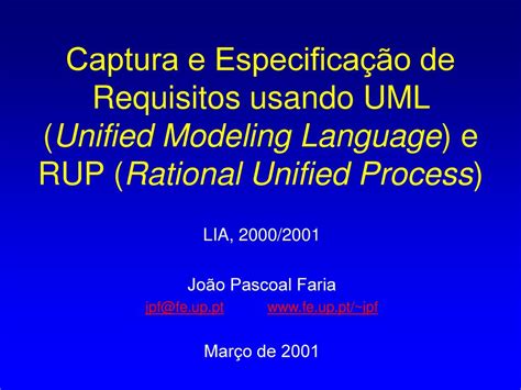 Captura E Especificação De Requisitos Usando Uml Unified Modeling