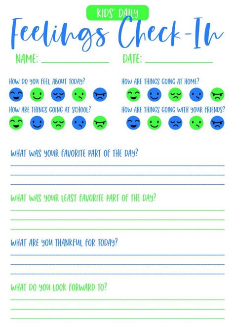 Check this lesson off your list, and then practice all these phrasal verbs by doing the quiz. Free Printable Daily Feelings Check-in for Kids in 2020 ...