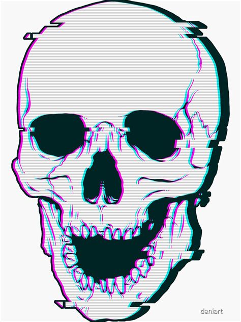 Glitch Skull Sticker For Sale By Deniart Redbubble