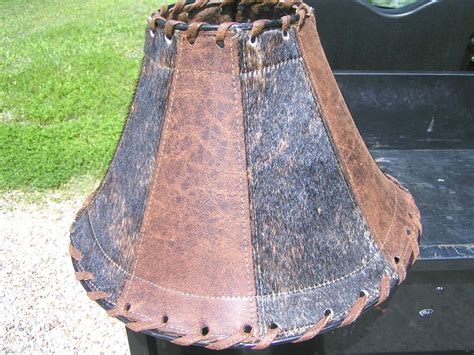 Leather And Cowhide Lamp Shade Southwestern Decor 0332 Ec