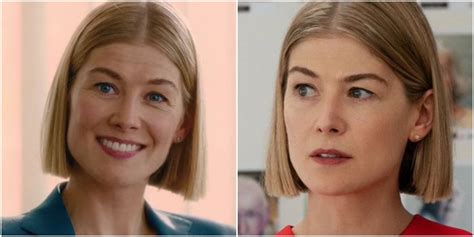 literally just pictures of rosamund pike rocking a sharp bob in i care a lot