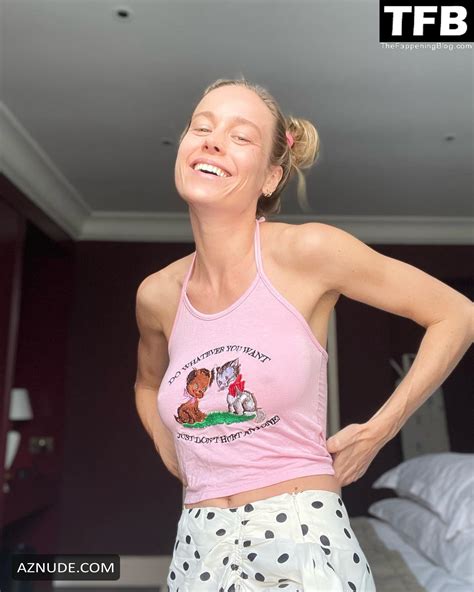 Brie Larson Sexy Poses Braless Flaunting Her Hot Tits In A Pink Top On