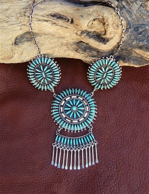 Zuni Sterling Silver Turquoise Necklace Silver Turquoise Jewelry