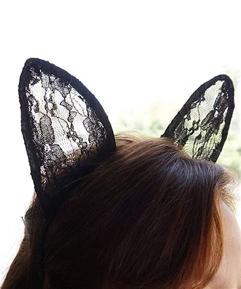 Ariana Grande Lace Cat Ears Black Cat Cute Costume Party