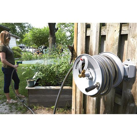 Strongway Wall Mount Hose Reel With 6ft Lead In Hose — Holds 58in X