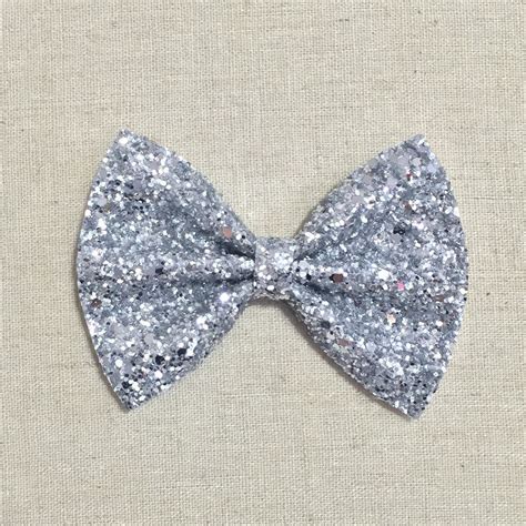 Premium Silver Glitter Bow Tie Bow Silver Glitter Bow Tie Etsy