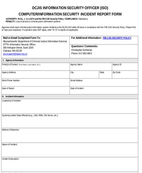 Information Security Incident Report Template