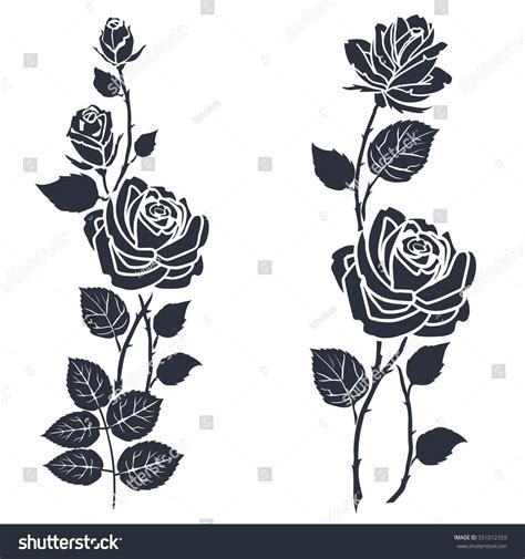 Stencil rosa stencil painting fabric painting stencil patterns stencil designs paint designs black silhouette silhouette design silhouette pictures. Rose tattoo. Silhouette of roses and leaves on a white ...