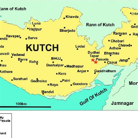 Map Of Kutch Gujarat Western India Showing The Location Of The Two