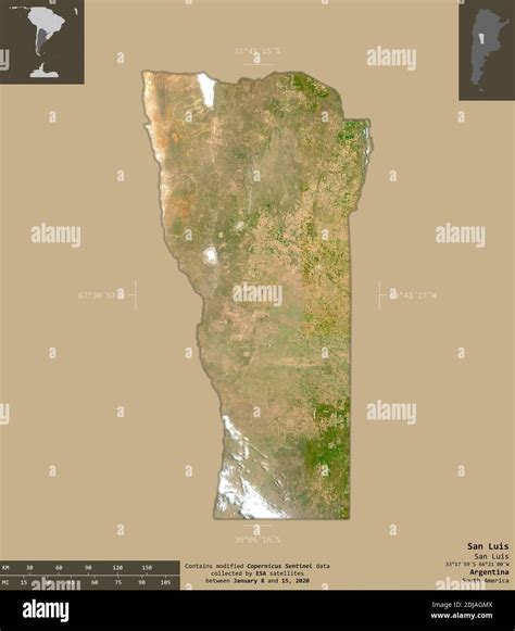 San Luis Province Of Argentina Sentinel 2 Satellite Imagery Shape