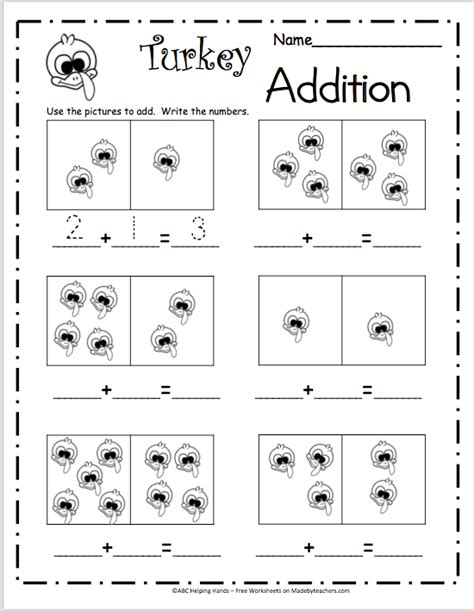 Free Printable Thanksgiving Math Worksheets For Kindergarten