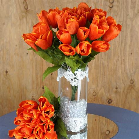 Apr 13, 2021 · jeanne walker is a florist and the owner of fringe flower company, a floral design shop that specializes in weddings, special events, and daily deliveries. 4 Bush 56 Pcs Orange Artificial Silk Tulip Flowers Wedding ...
