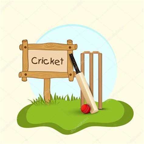 Cricket Bat Ball And Wicket Stumps Stock Vector By ©alliesinteract