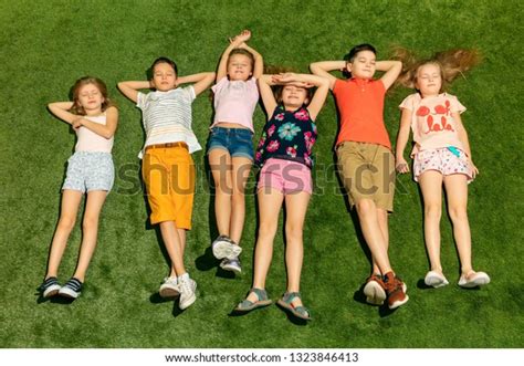Group Happy Children Playing Outdoors Kids Stock Photo 1323846413