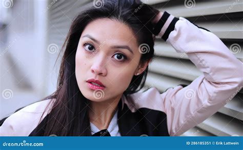 portrait shot of an asian girl with a pretty face stock video video of asian caucasian 286185351