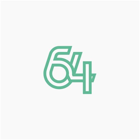 Premium Vector Number 64 Linked Line Logo 64 Monogram Design