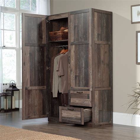 Sauder Select Engineered Wood Wardrobe Armoire In Rustic Reclaimed Pine
