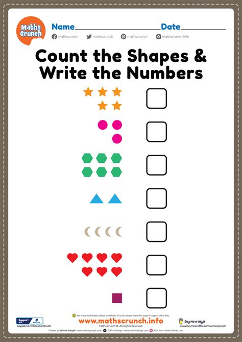 Math Worksheet For Counting Shapes Free Printable Pdf