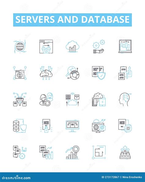 Servers And Database Vector Line Icons Set Servers Databases Sql