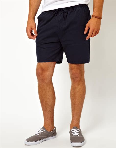 Asos Chino Shorts With Drawstring Waist In Black For Men Navy Lyst