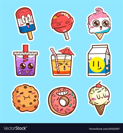 Cute Sticker Set Collections Royalty Free Vector Image