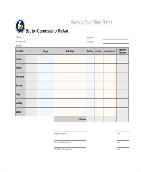 Overtime Sheet Template 14 Free Word Pdf Format Download