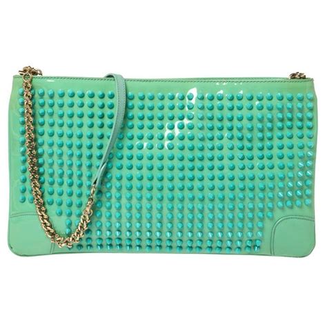 Christian Louboutin Mint Green Patent Leather Spiked Loubiposh Clutch