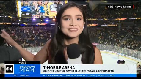 Samantha Rivera Stiff Arm Reporter Stiff Arms Fan At Stanley Cup Final Playoffs Game Between