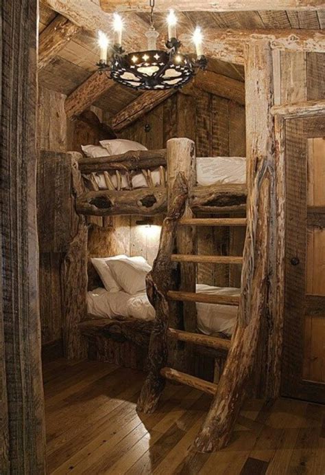 Log Cabin Interior Rustic Bunk Beds Built In Bunks Log Homes