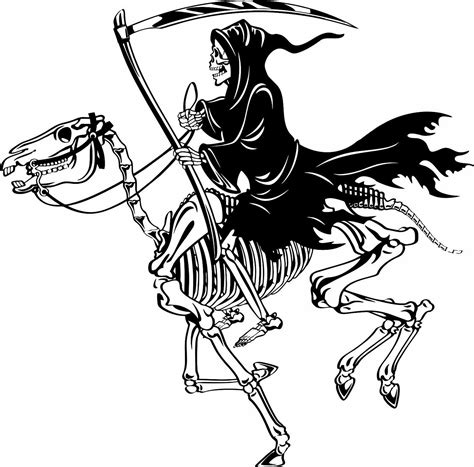 Grim Reaper Riding Skeleton Horse Skull Scythe Blade Window Vinyl Decal