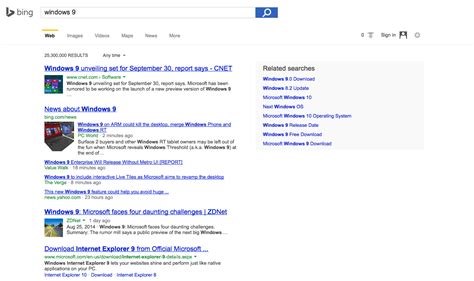 Bing Tests New Search Results Design