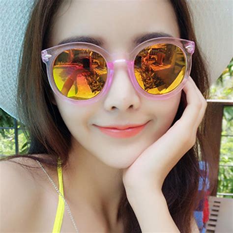 Buy Fashion Round Sunglasses Women Men Large Frame Candy Color Uv400 Outdoor Retro Eye Glass At