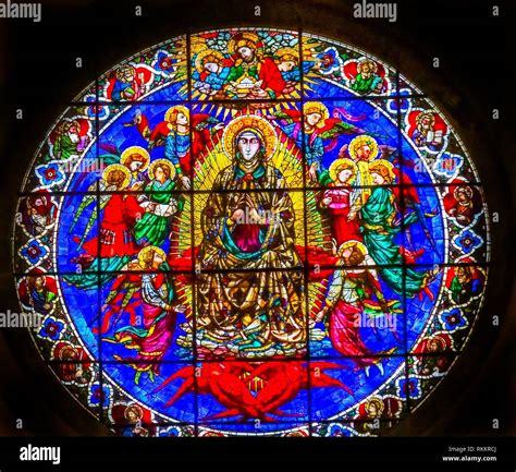 Rose Window Virgin Mary Angels By Lorenzo Ghiberti 1405 Stained Glass